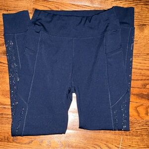 Navy Blue Leggings with Side Pockets